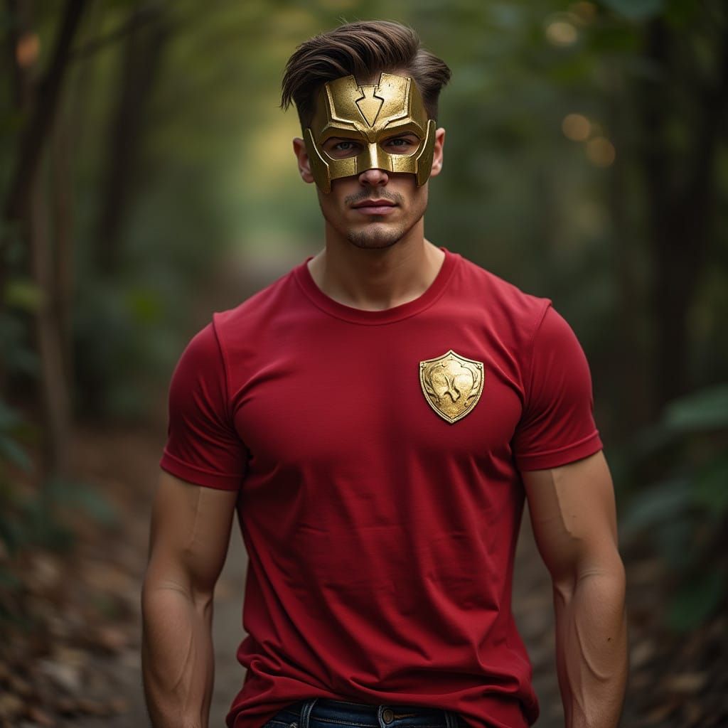 Chiseled Hero in Golden Mask