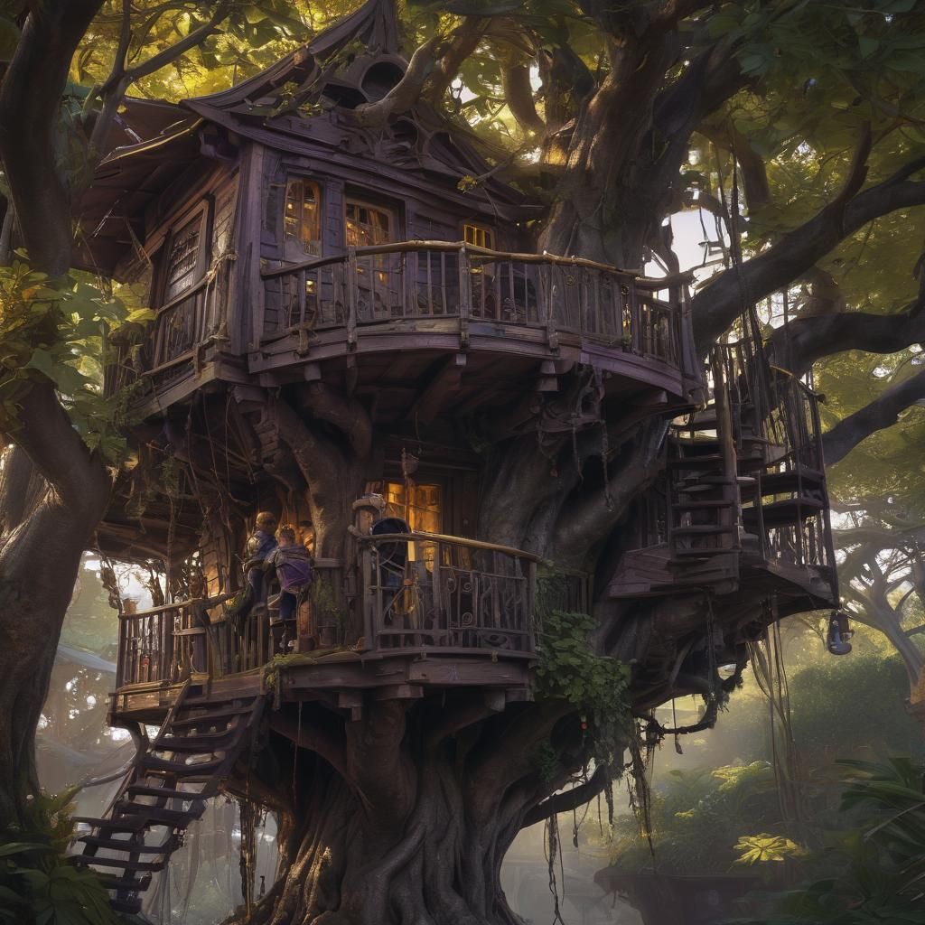 Pirate Adventure in a Treehouse: Dark Fantasy Art
