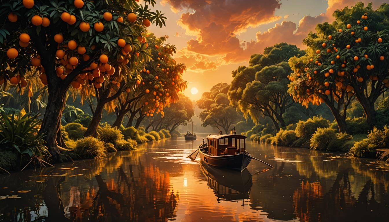Picture yourself on a boat on a river
With tangerine trees a...