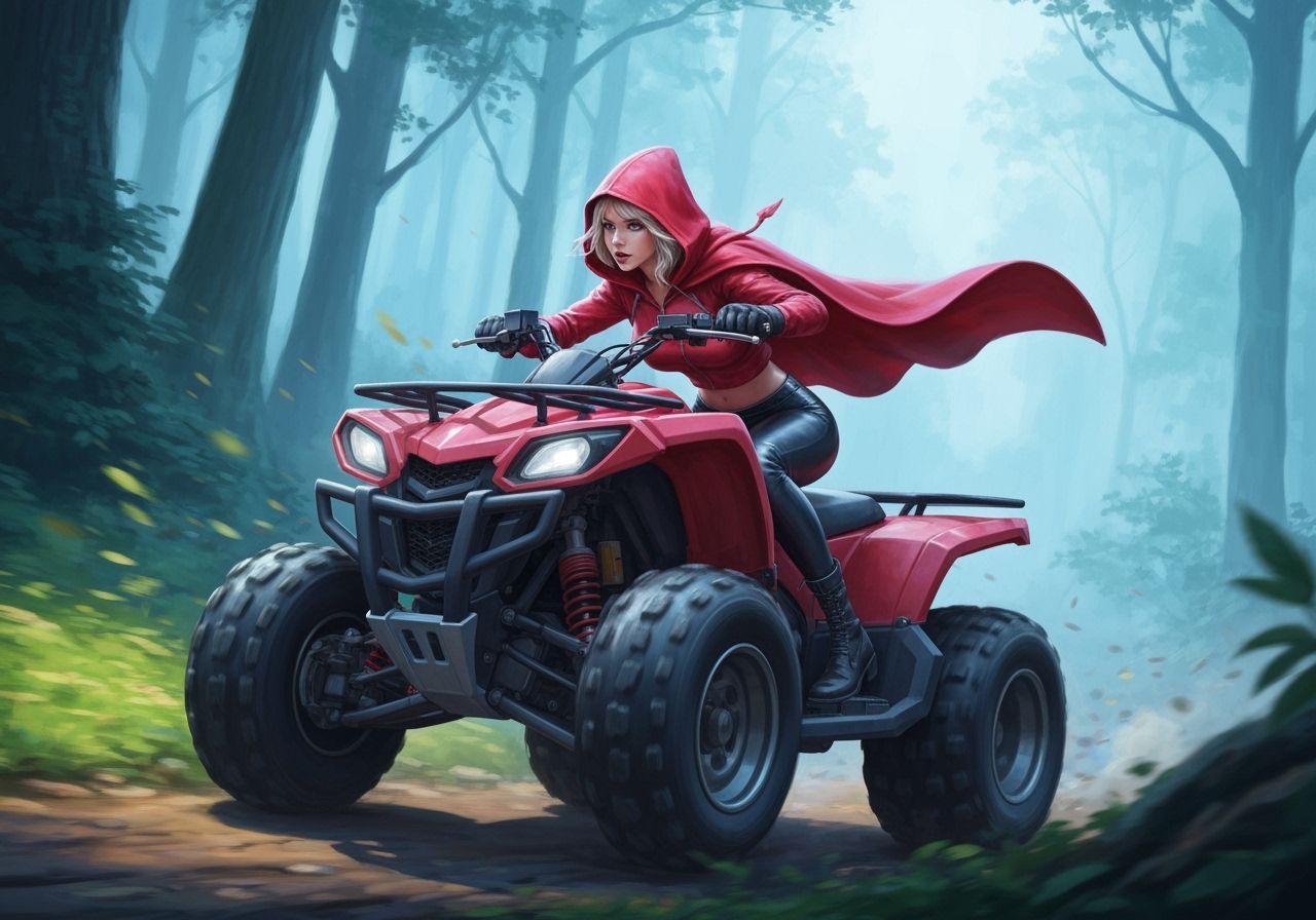 Little Red Riding Hood Rides ATV Through Fairytale Forest