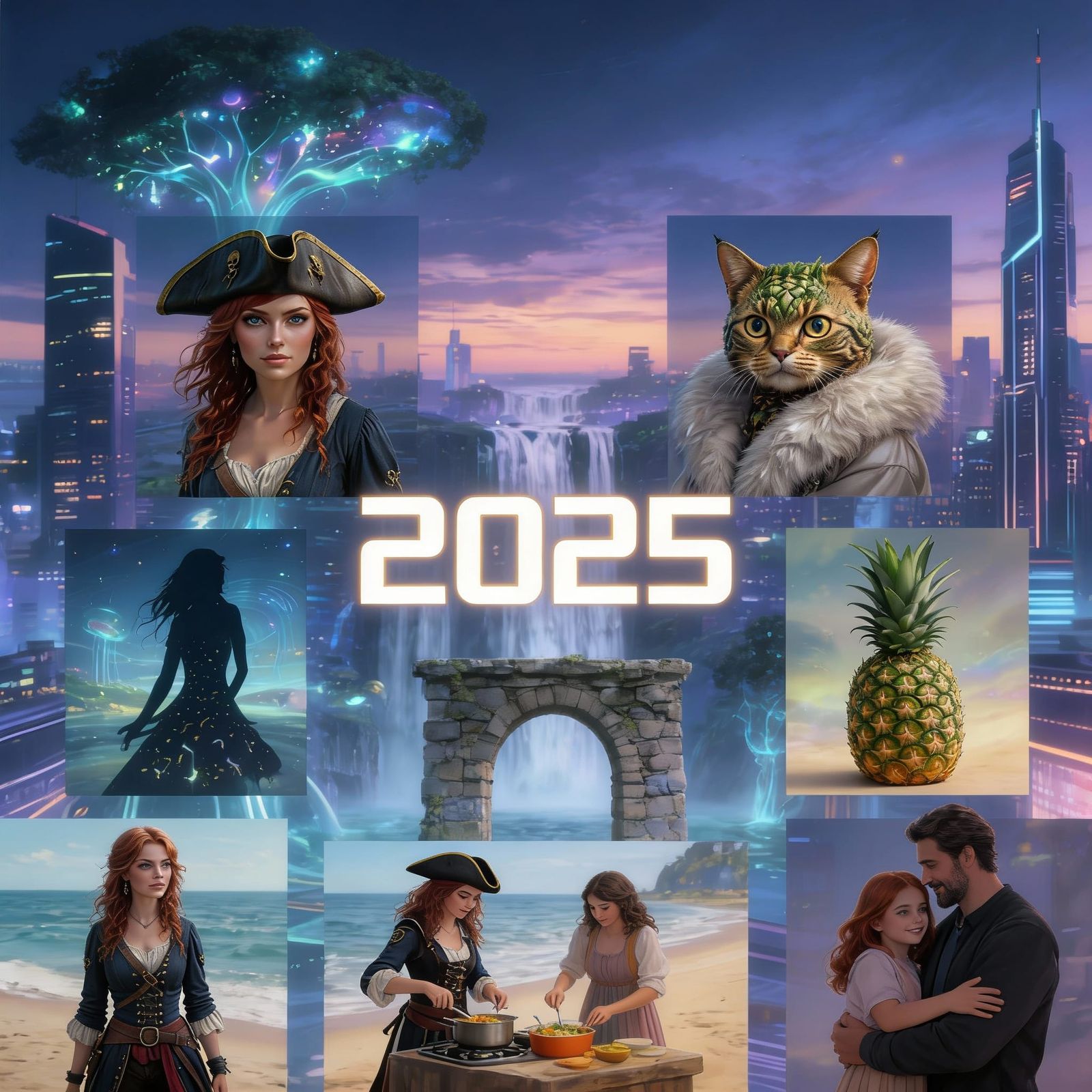 AI Art Collage: 2025 Creations Combined