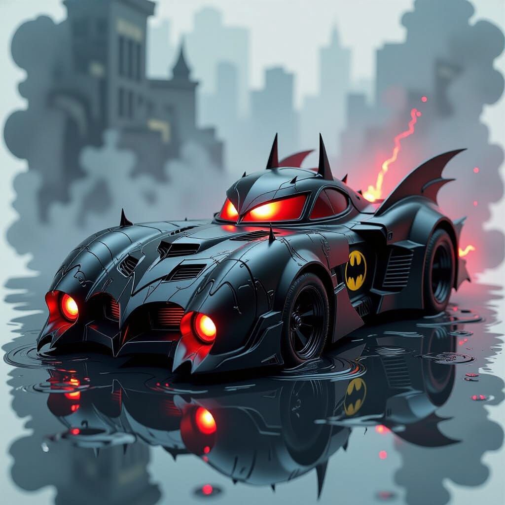 Dark Knightmare Batmobile Melts into Demonic Energy
