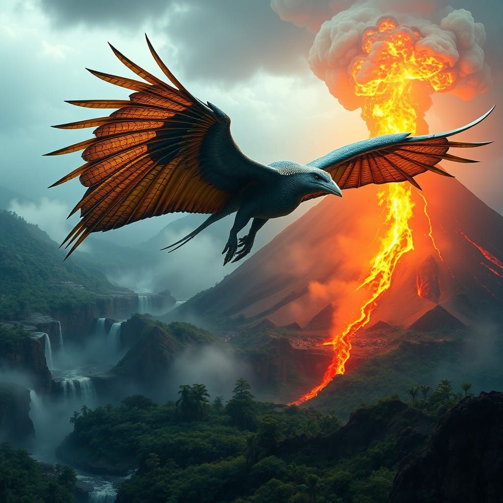 Majestic Quetzalcoatlus Soars Above Ancient Volcanic Landsca...