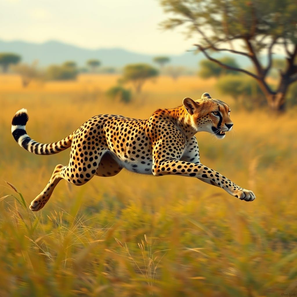 Cheetah in Vibrant Brushstrokes of African Savanna