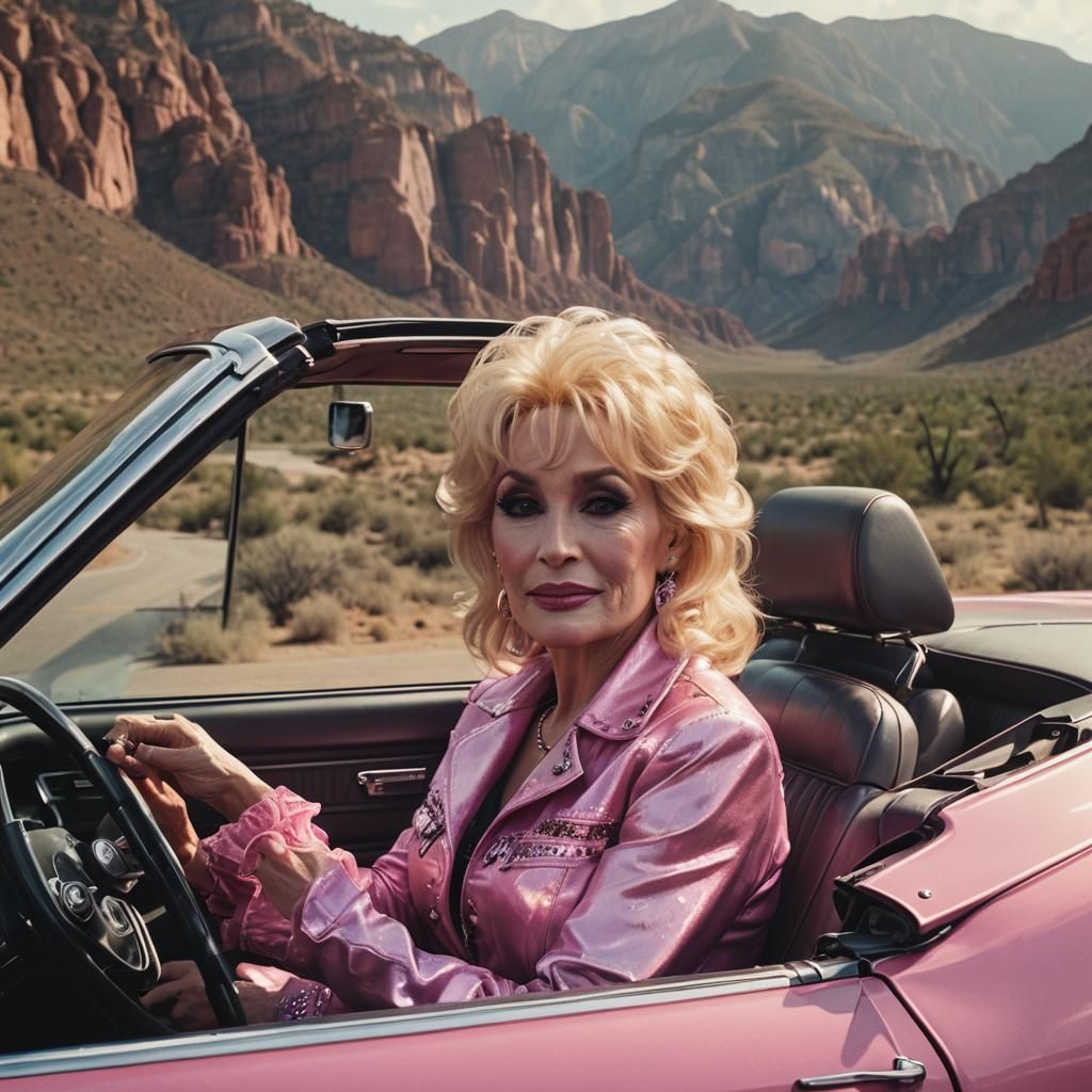 Dolly Parton Drives Pink Chrome Mustang Convertible