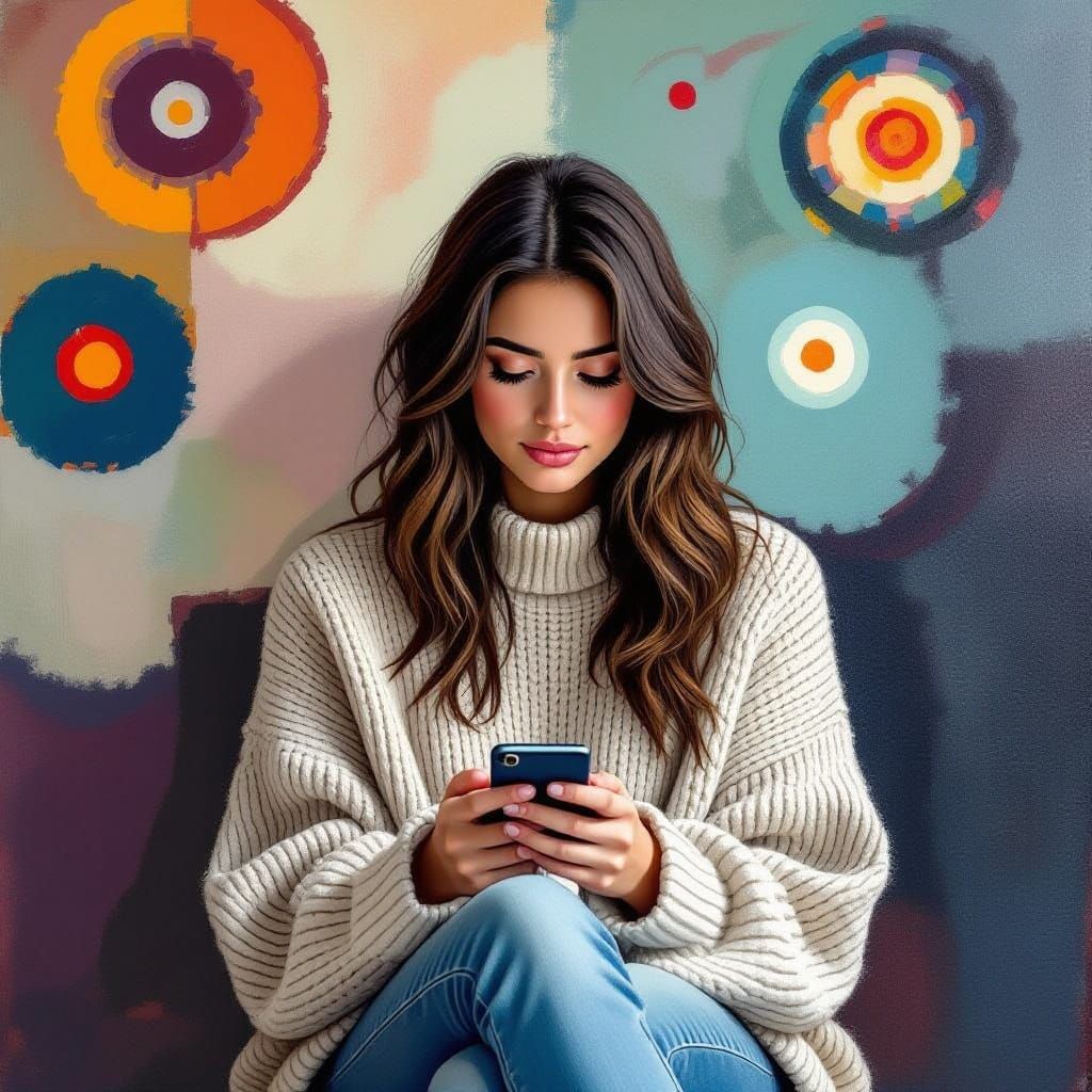 Young Woman Lost in Thought with a Melancholic Expression