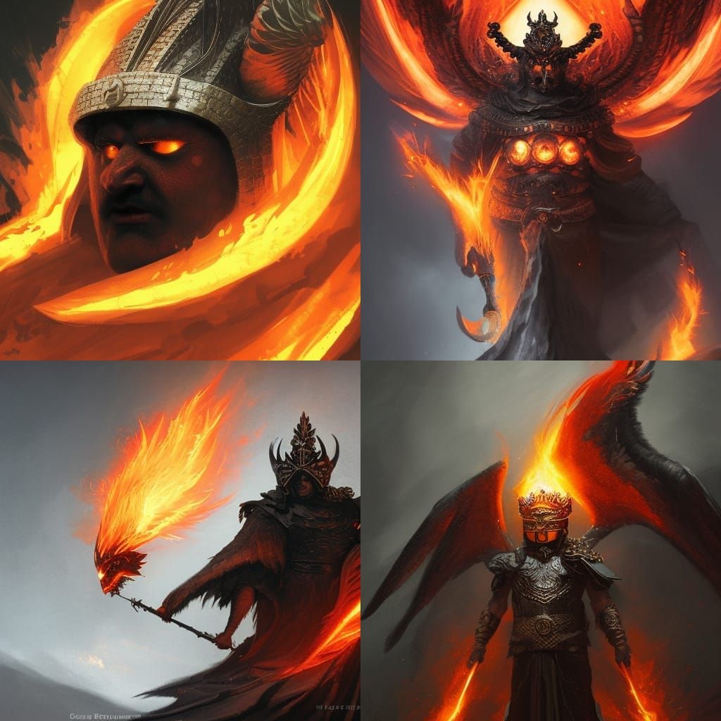 Norse Phoenix God of Fire in Dark Fantasy Style