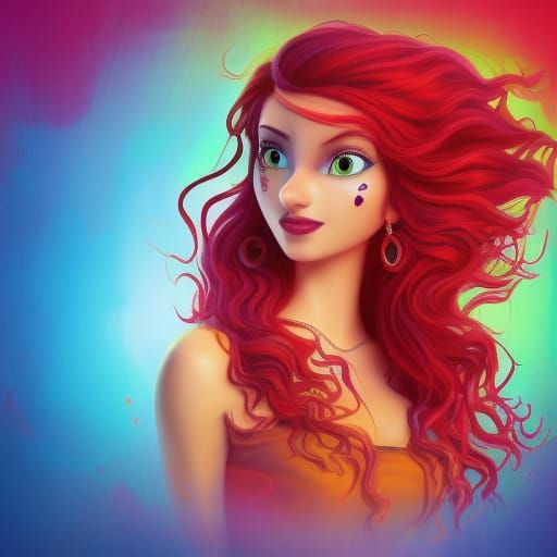 Gypsy Girl with Red Hair: 3D Digital Art