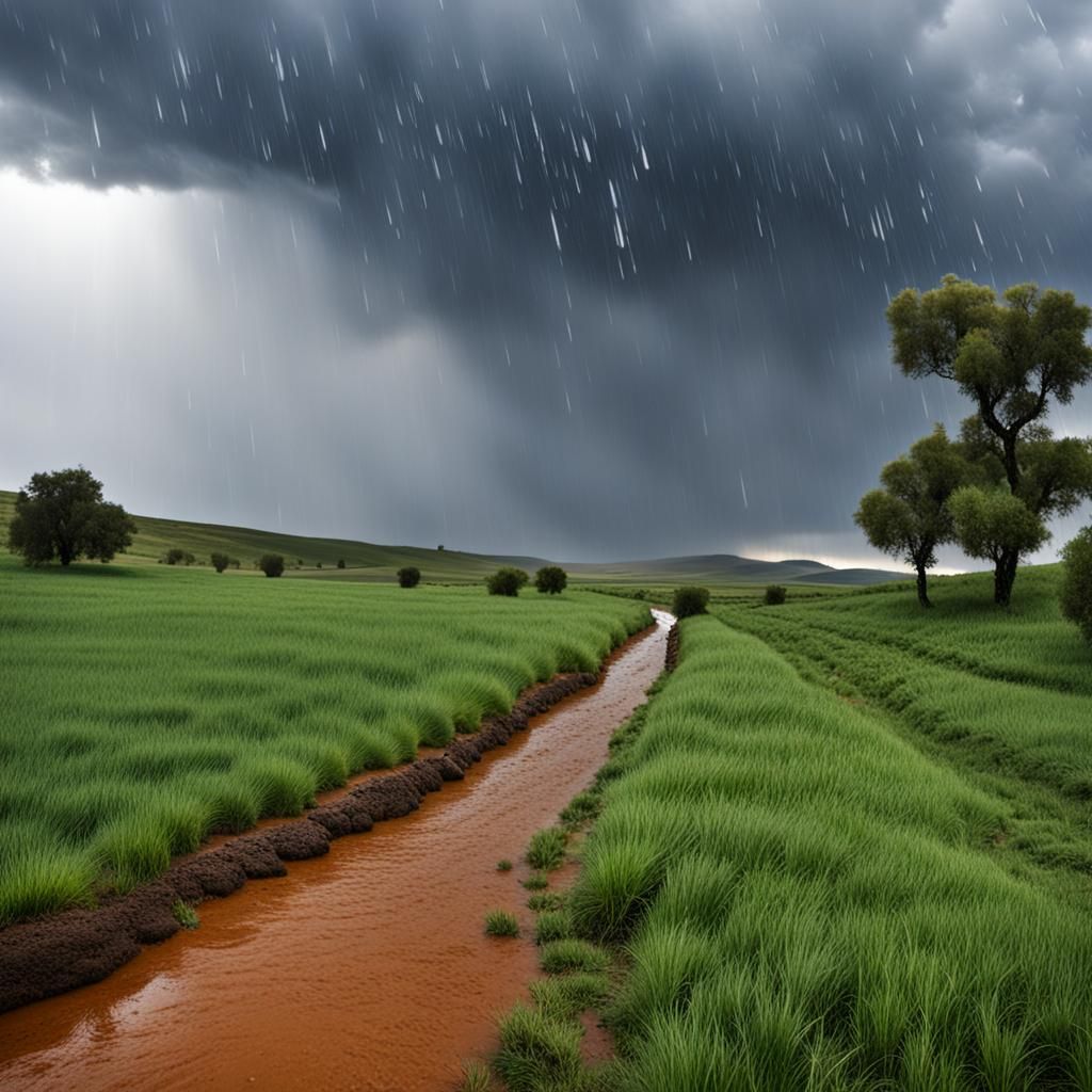 Rainy Scene Over Spanish Plains