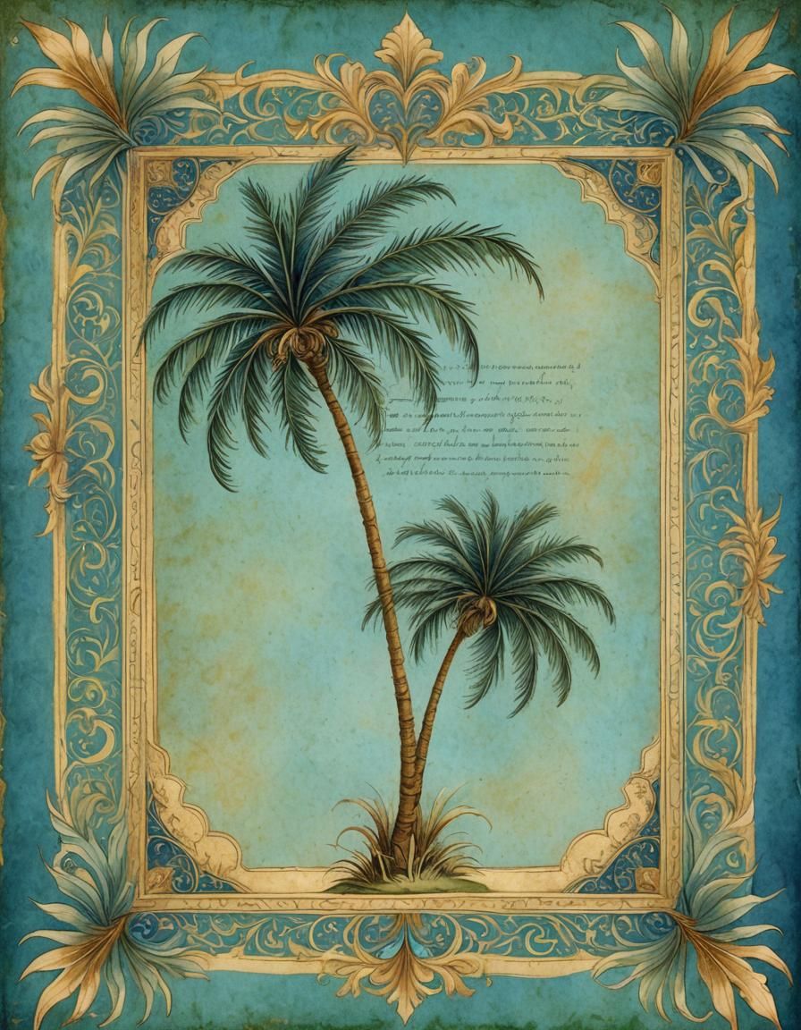 Renaissance Manuscript Illustration: Blank Parchment with Go...