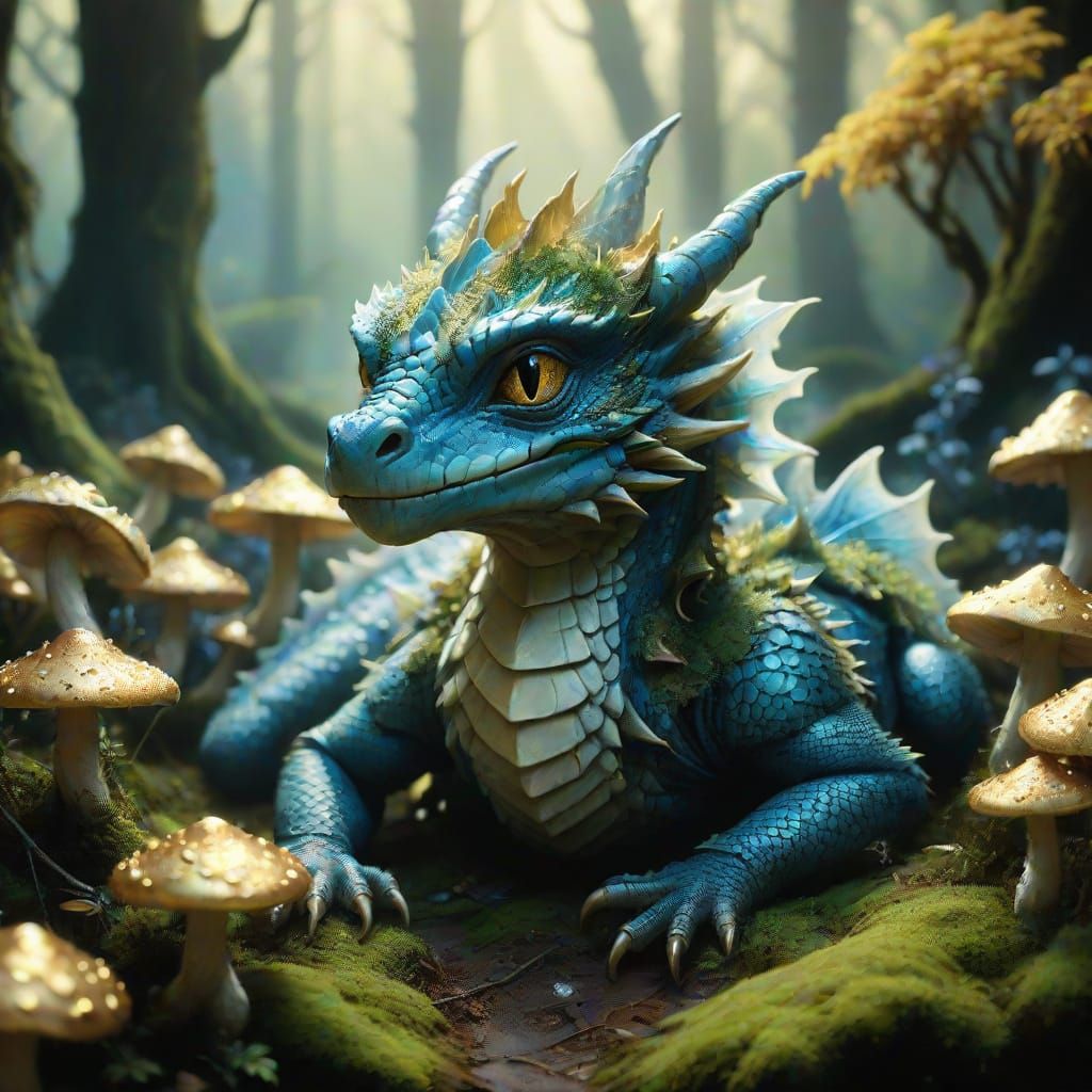 Enchanted Dragon in Luminous Forest
