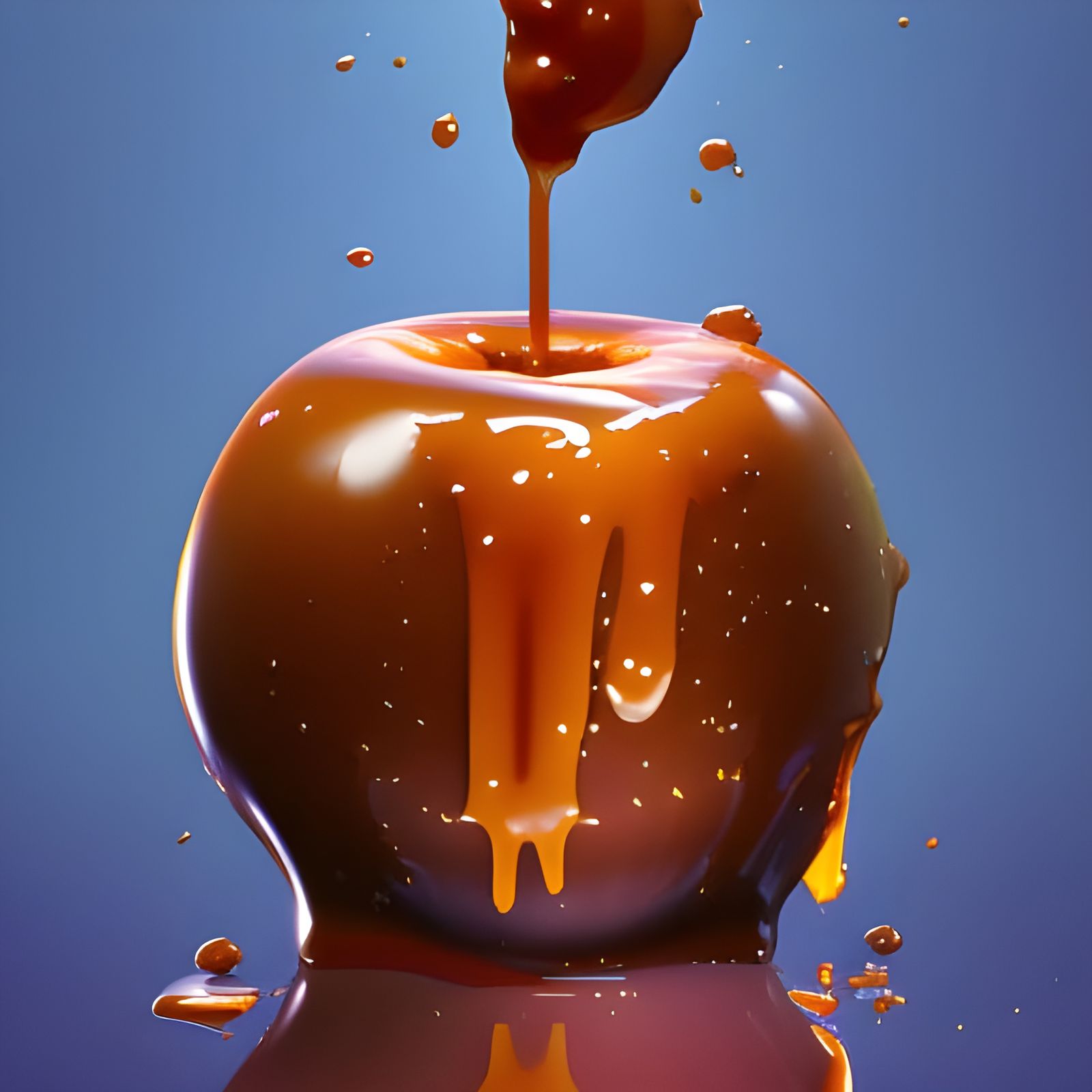 Caramel Apple with Dripping Caramel, Art Nouveau Style