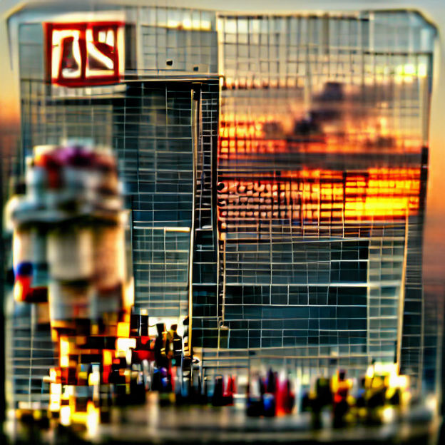 Glass Skyscraper Reflects Sunset Hues