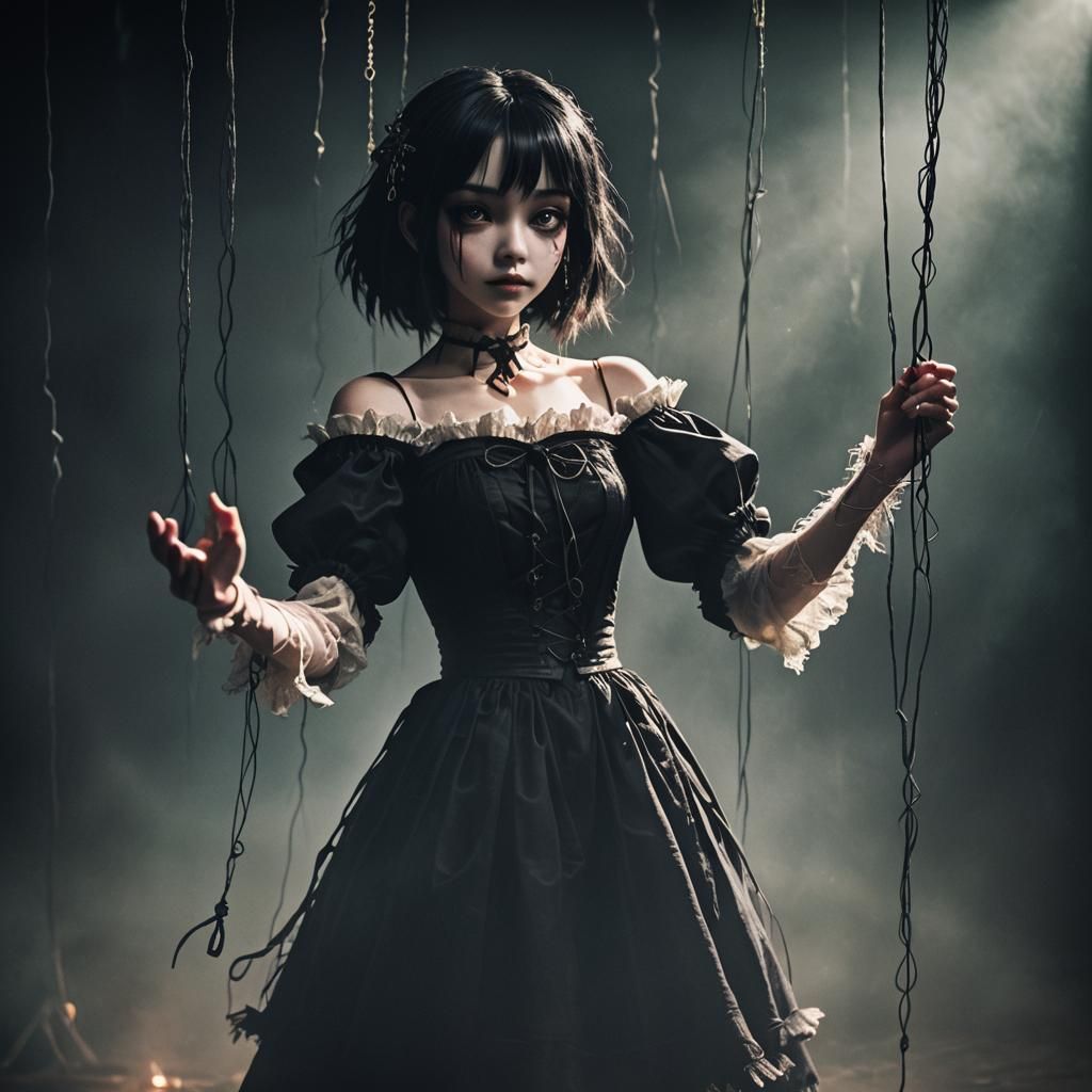 Marionette Girl in Dark Fantasy Anime Style
