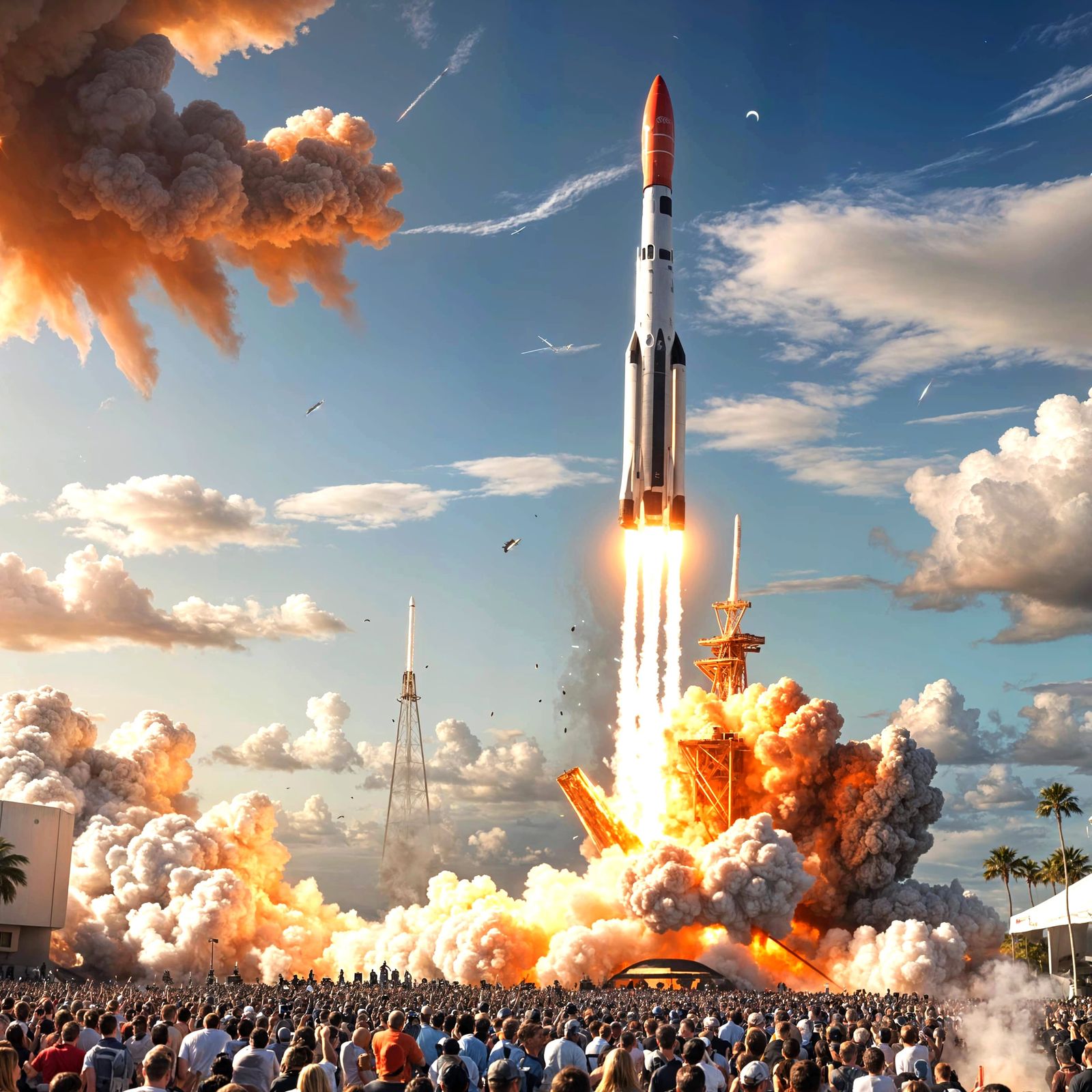 Futuristic SpaceX Rocket Launch to the Moon