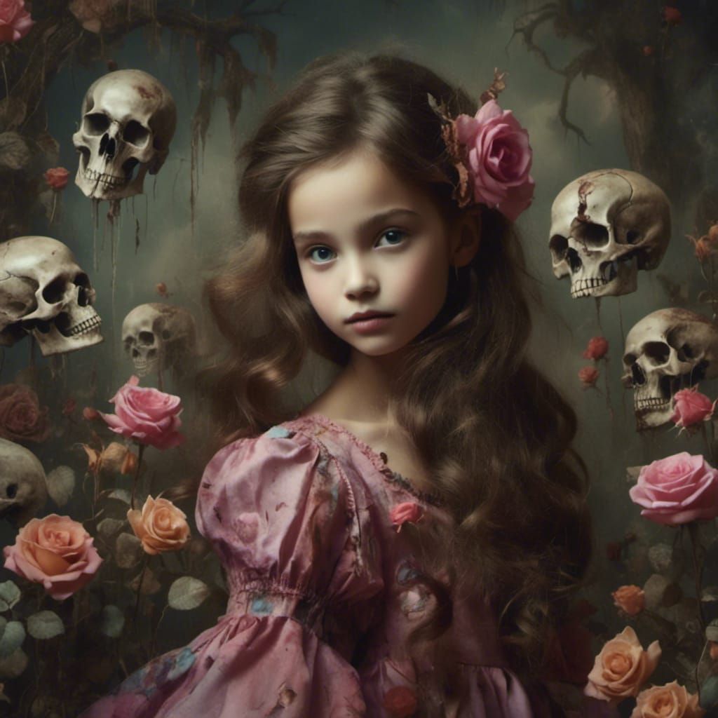 Macabre Roses and Skulls in Dark Aesthetic