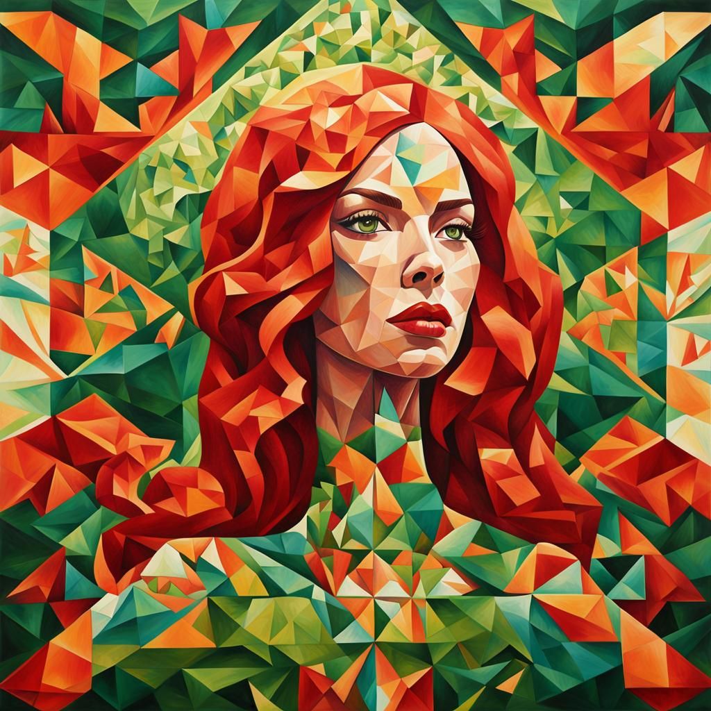 Red-Haired Goddess: Pop Surrealism Vector Art