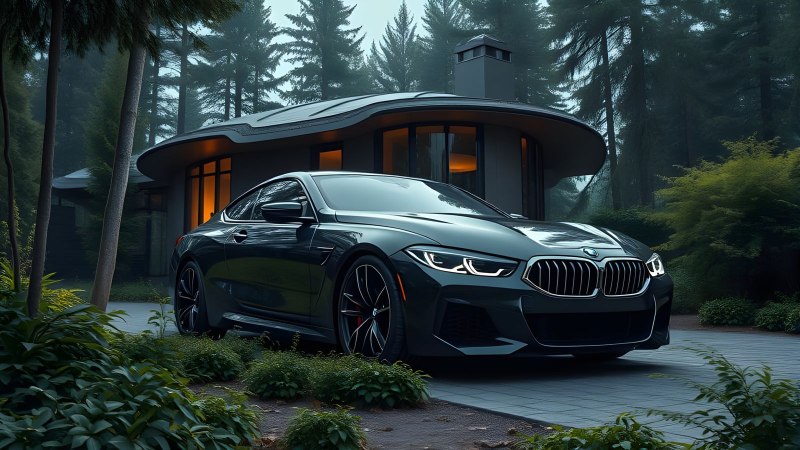 Futuristic BMW House in Lush Environment: Hyperrealistic Ren...