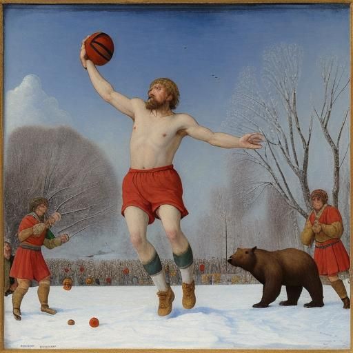 Peasant's Winter Basketball Game with Bears