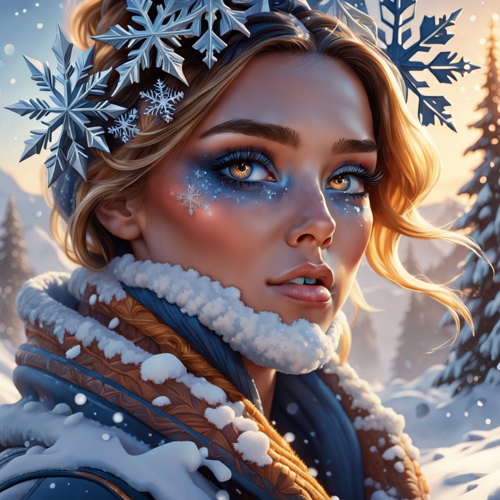 Winter Scene Digital Matte Painting in Gouache Style