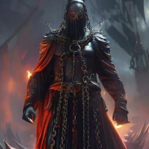 Chained Spectral Figure in Dark Fantasy Style