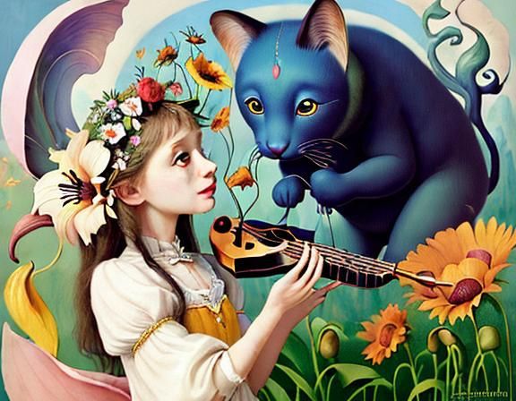 Dreamlike Utopia: Surrealist Oil Painting of Anthropomorphic...