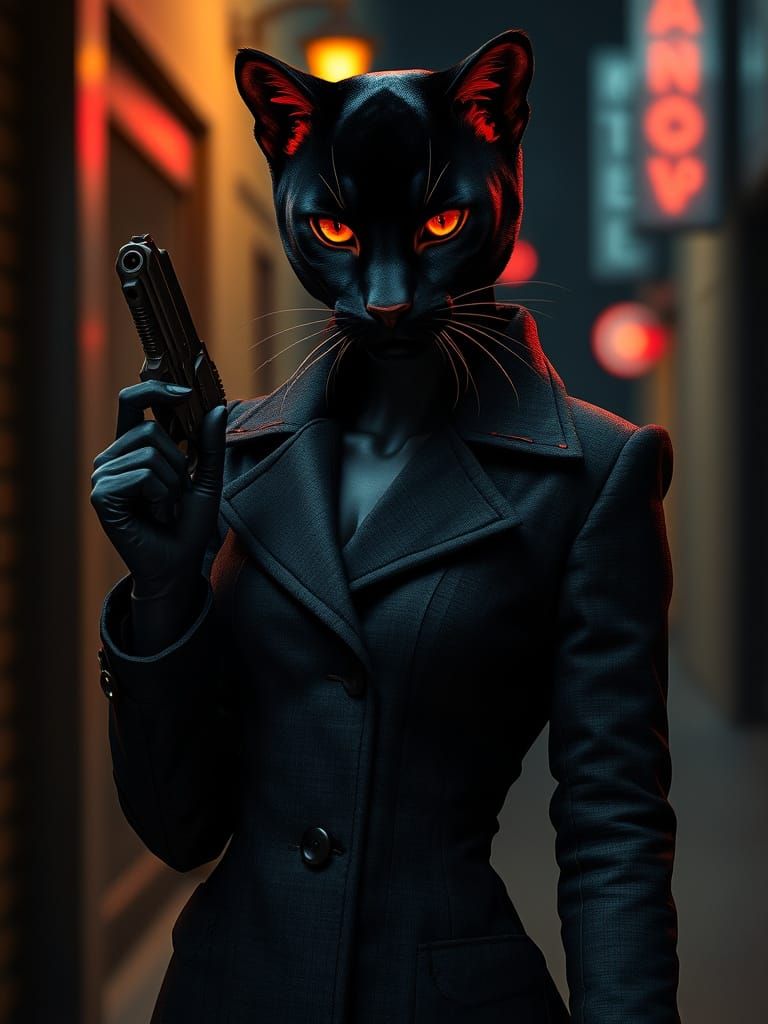 Grim Femme Fatale in Film Noir Style