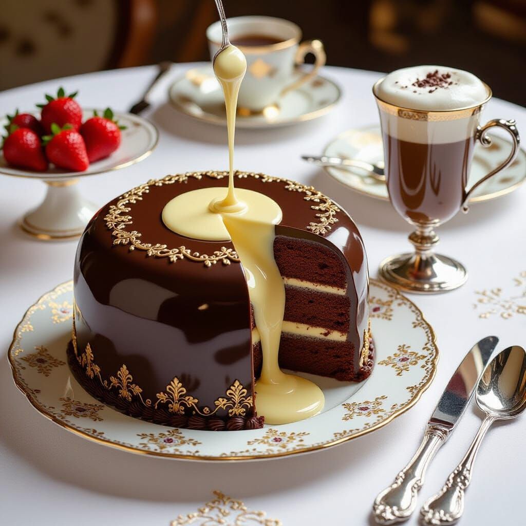 Ultra-Realistic Chocolate Impossible Cake with Gold Details