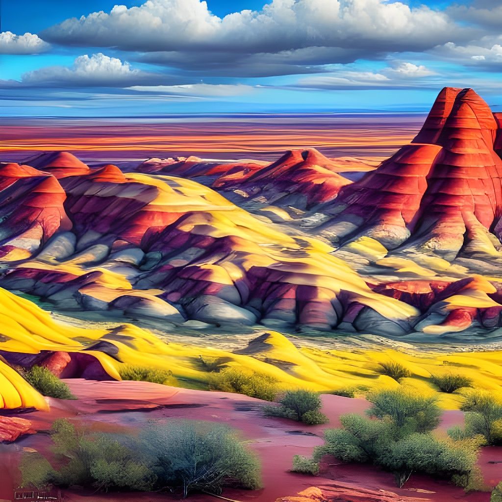 Colorful Oil Painting of Arizona Desert Landscape