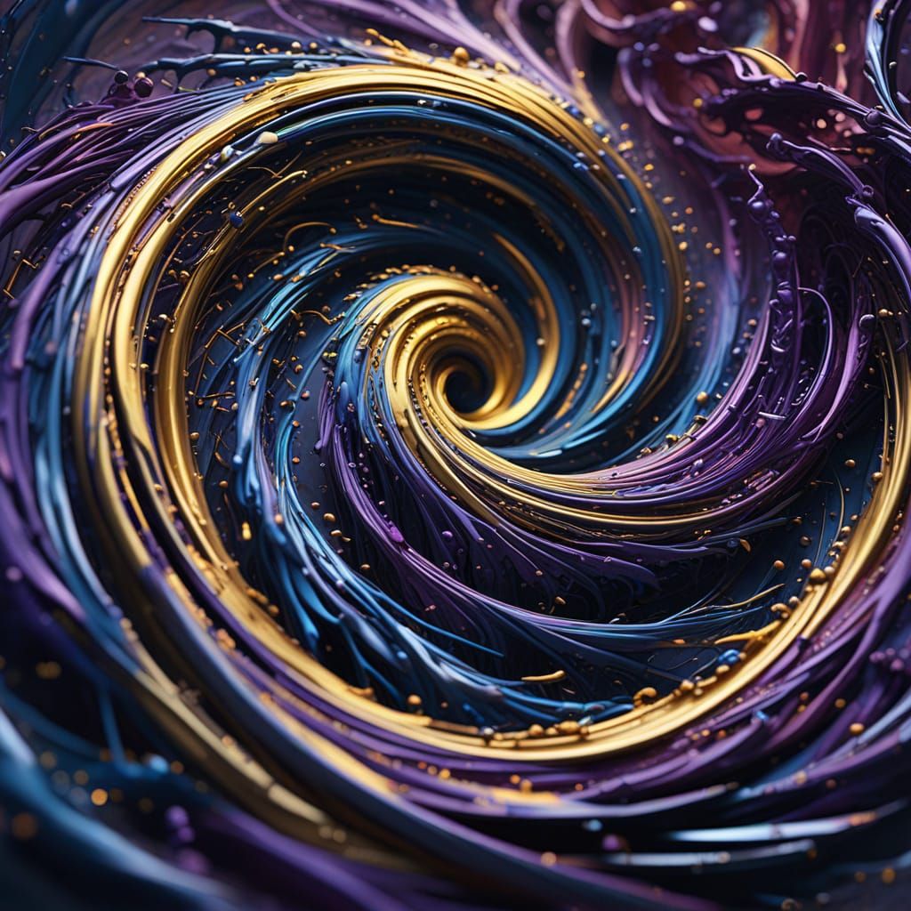 Surreal Swirling Vortex of Threads in Triadic Colors