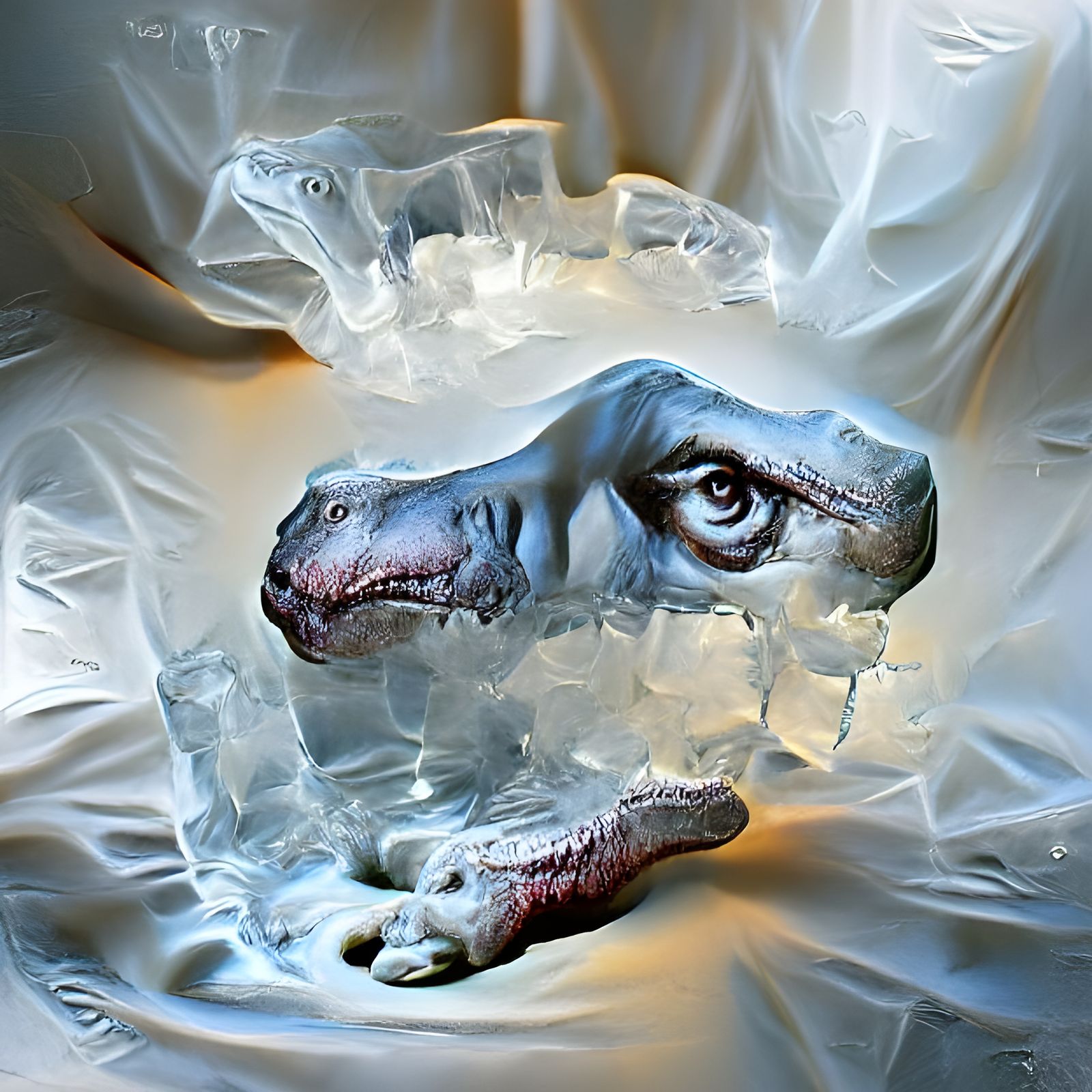 Realistic Ice Sculpture of a T-Rex