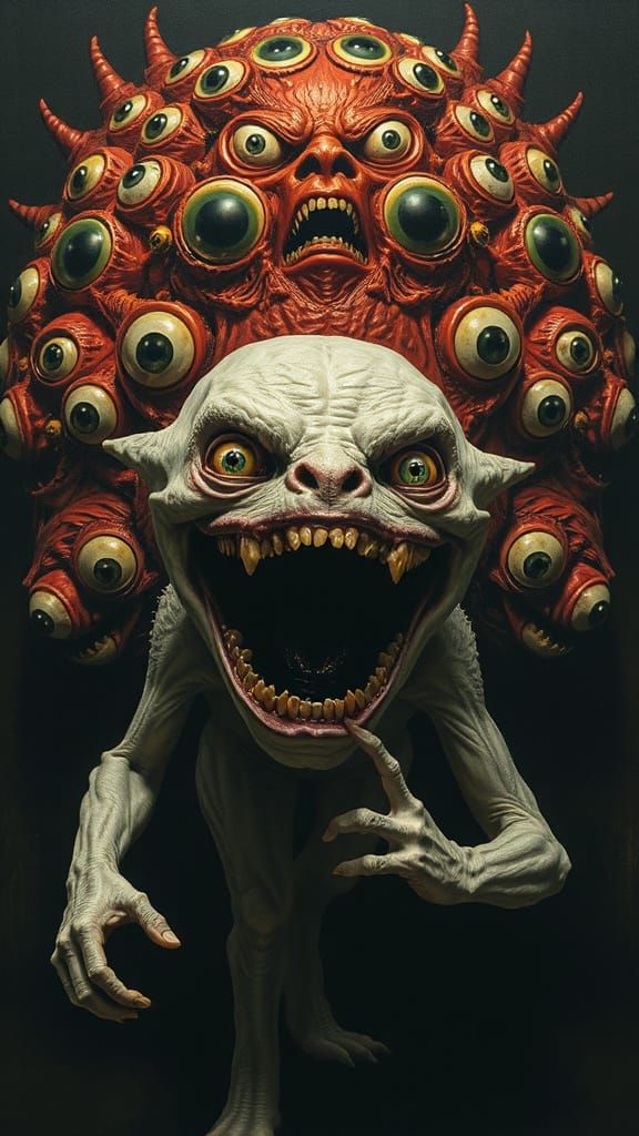 Monstrous Dripping Paint Creature Emerges from Darkness