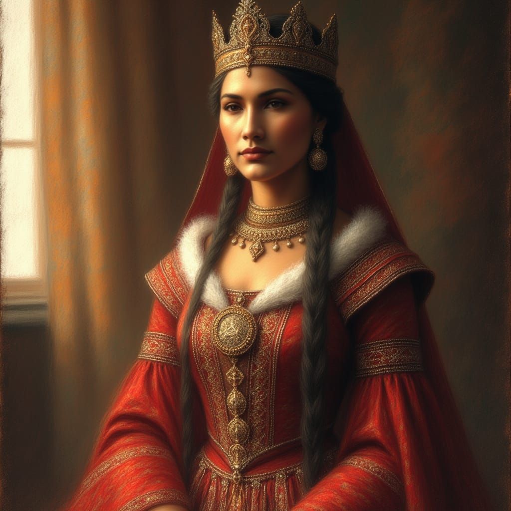 Tsarina Evdokija in Grand Hall with Siberian Artifacts