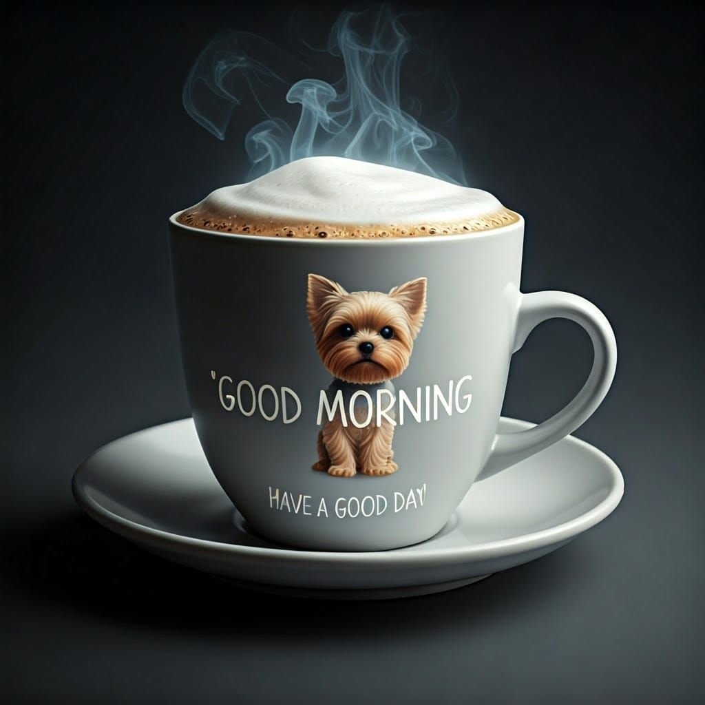 Surreal Earthenware Mug Depicts Cute Dog in Coffee Foam