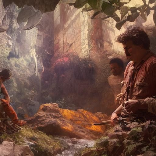 Pablo Escobar Hidden in Prehistoric Cave: Digital Art