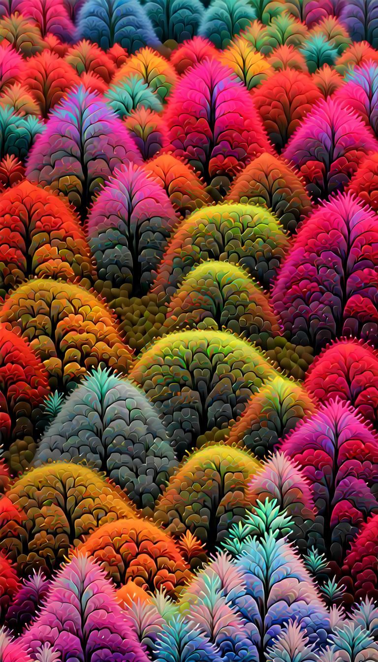 Iridescent Fractal Savannah in Neon Colors