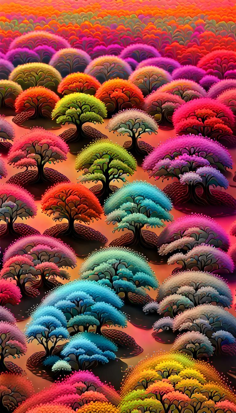 Iridescent Fractal Savannah in Neon Colors