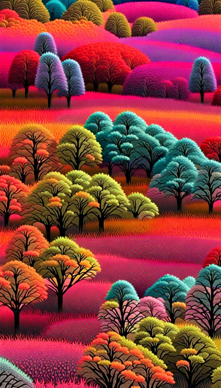 Iridescent Fractal Savannah in Neon Colors