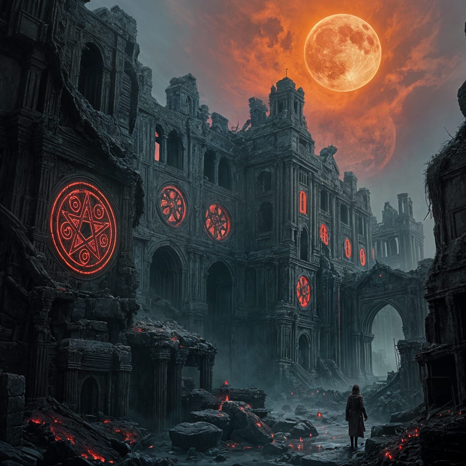 Eerie Blood Moon Illuminates Ancient Ruins