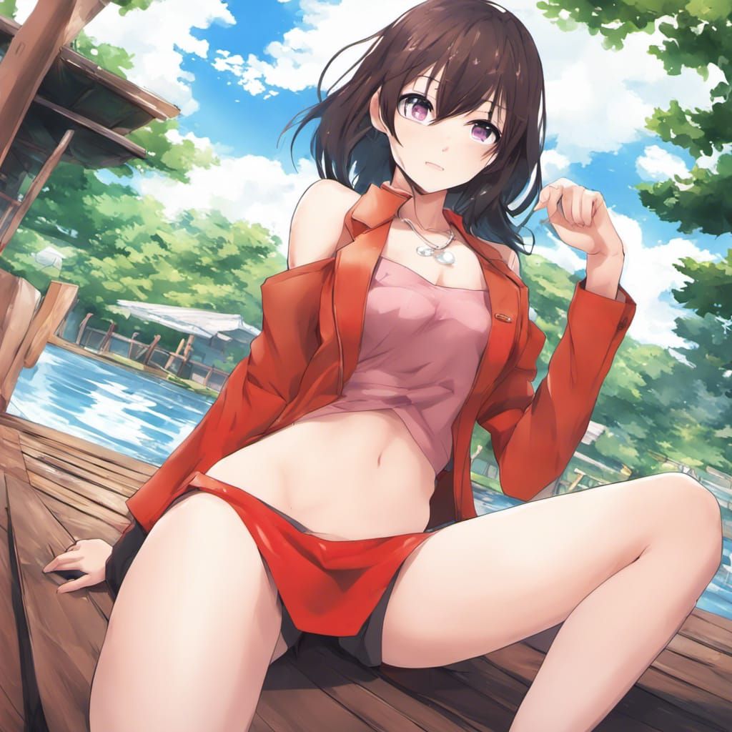 Anime Girl in Short Skirt: Key Visual Art