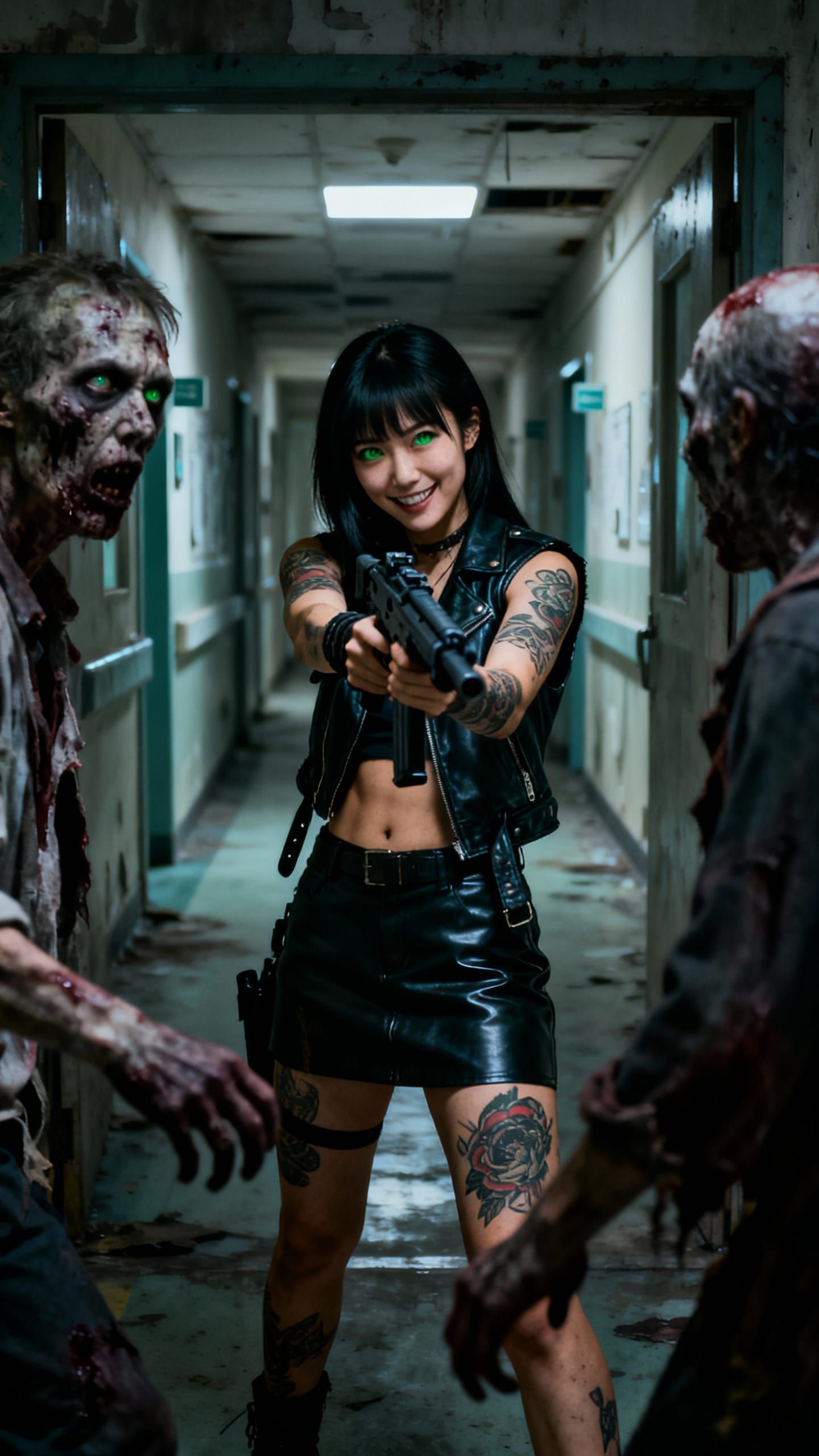 Japanese Woman Battles Zombies in Abandoned Hospital