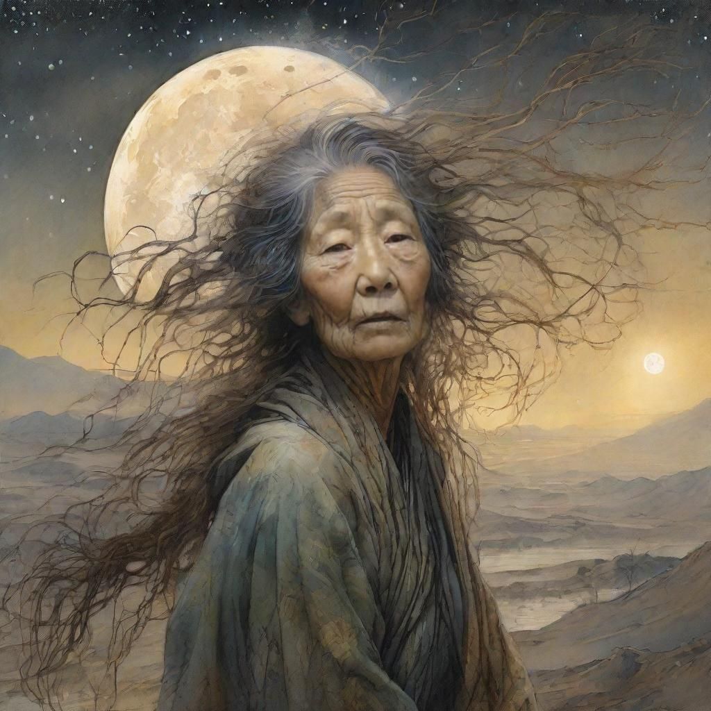 Dystopian Desert Oasis with Japanese Woman