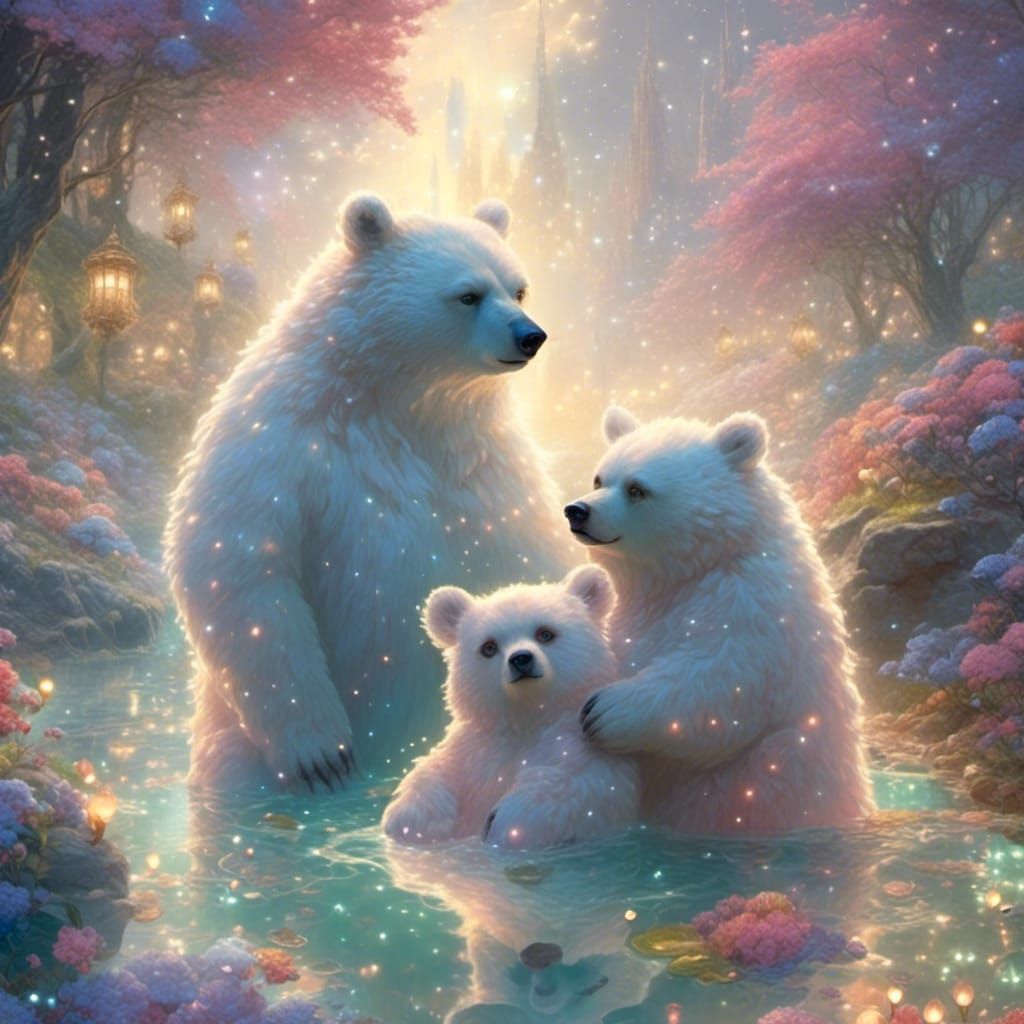 Cute Spy Bear Couple in Ethereal Fantasy Style