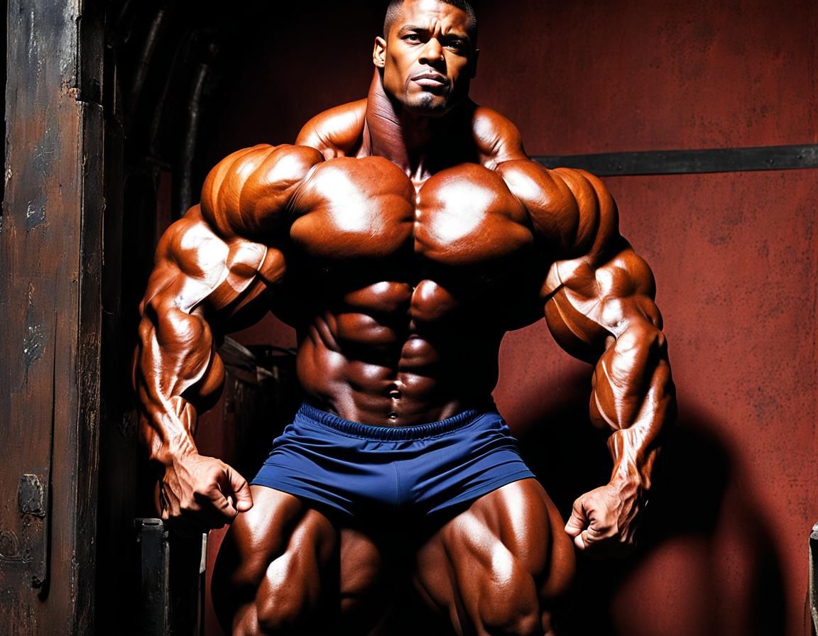 Hyper-Muscular Bodybuilder in Gym: Hyperrealistic Digital Ar...