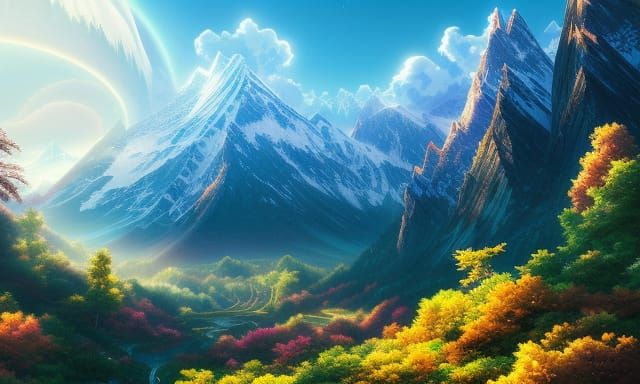 Mystical Mountain Range with Arcane Magic in 16K