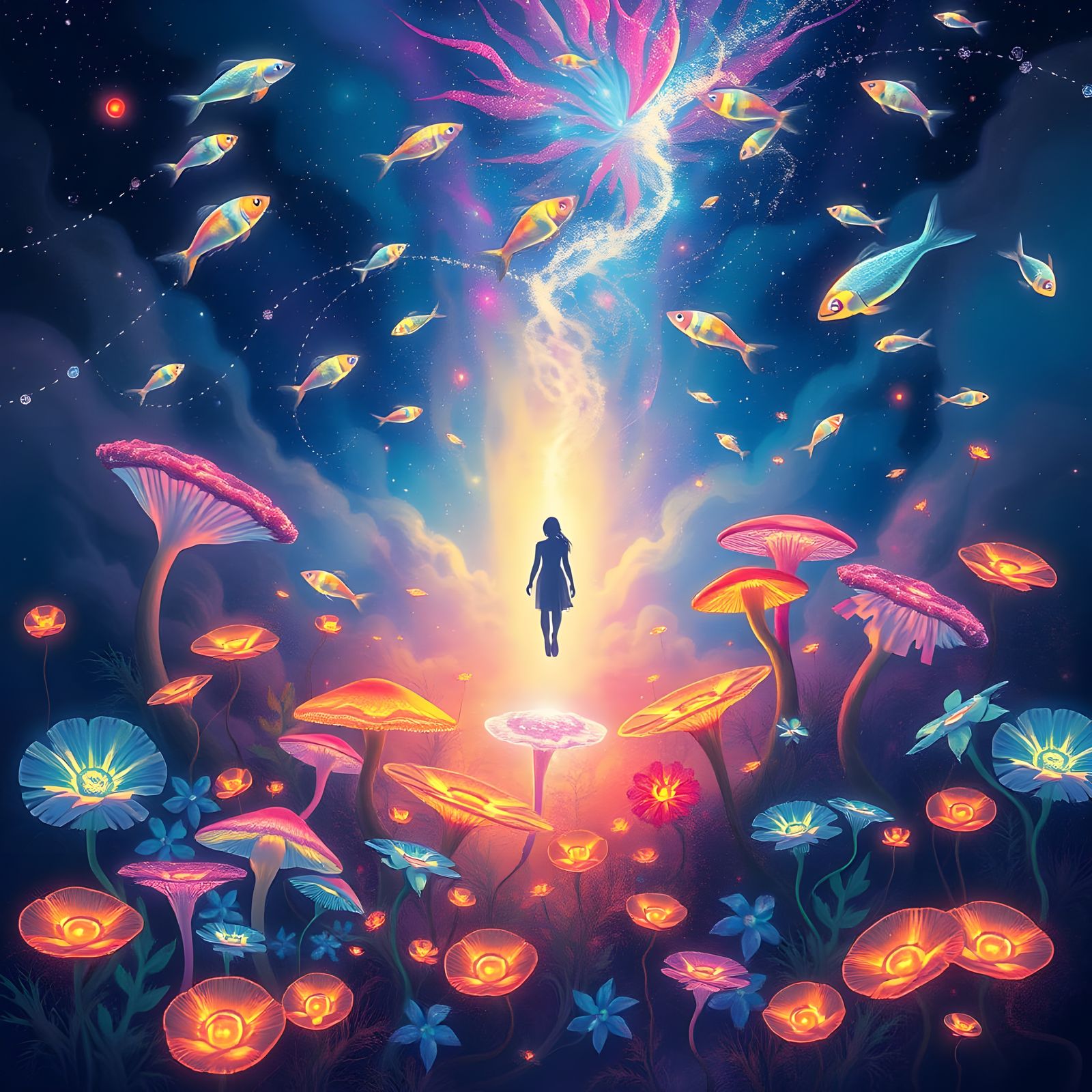 Surreal Dreamscape in Cosmic Holographic Style