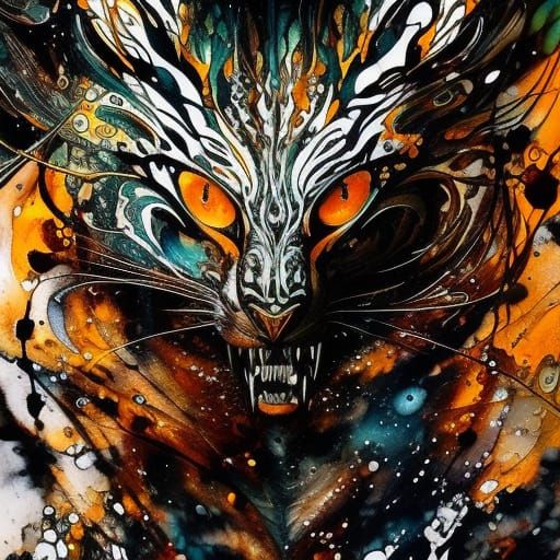 Ghost Tiger in Liquid Watercolor Art Style