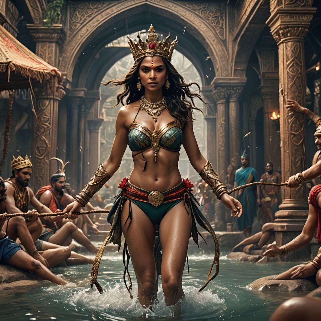 Woman in Bikini and Crown Digital Painting