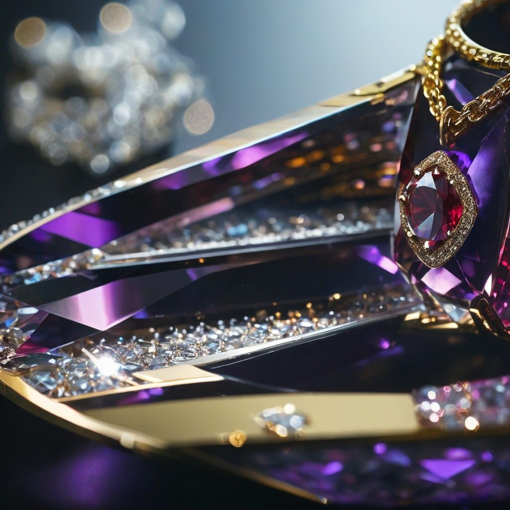 Woman's Diamond, Topaz, Ruby Necklace in Golden Light