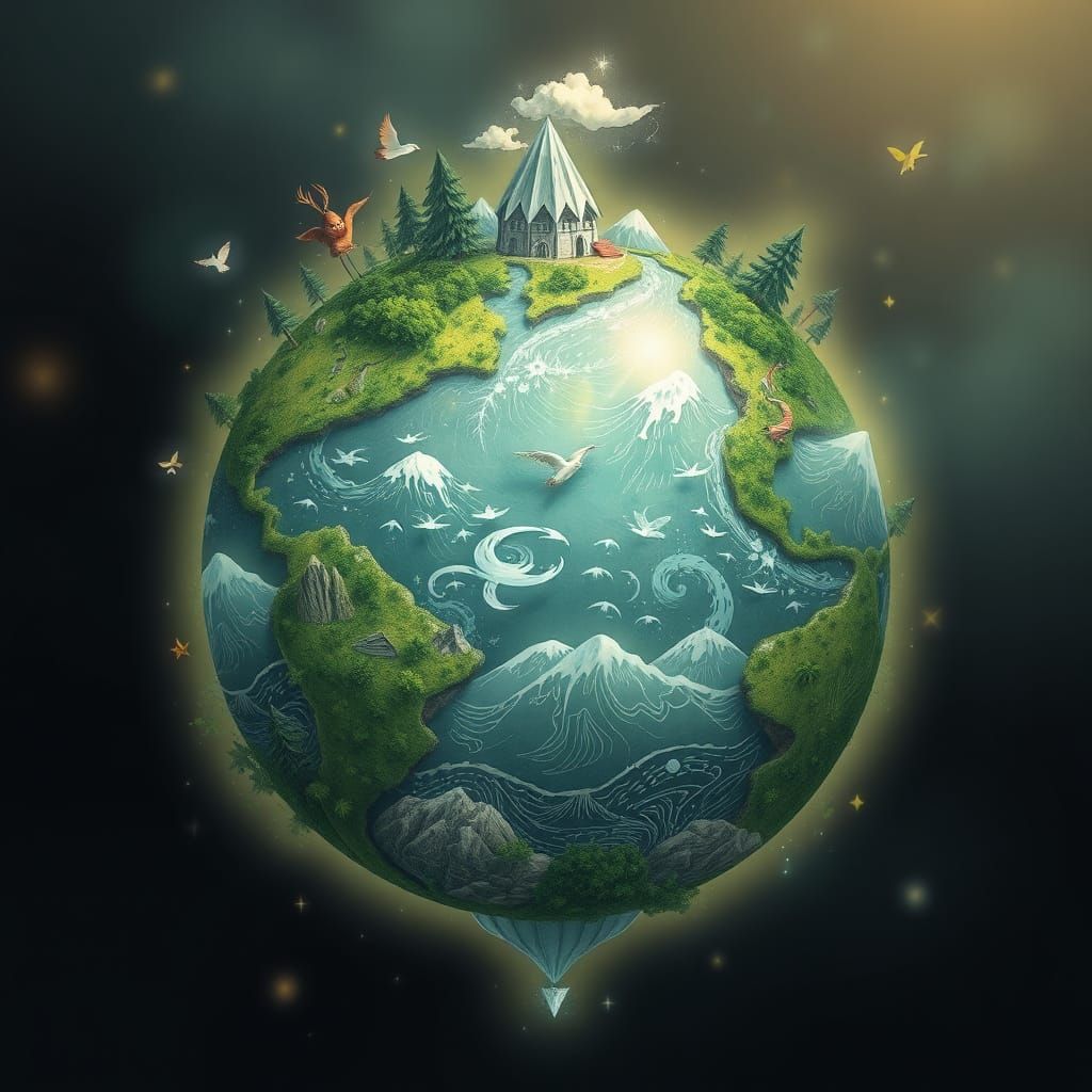Enchanted Earth Globe in Fairy Art Style